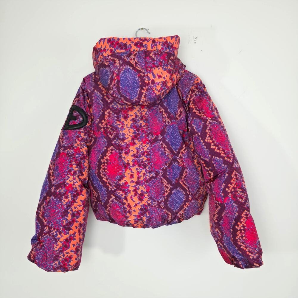 Goldbergh Lucinda Ski Jacket Pink Purple Snake Animal Print Down Coat Sz 4 - Picture 4 of 15